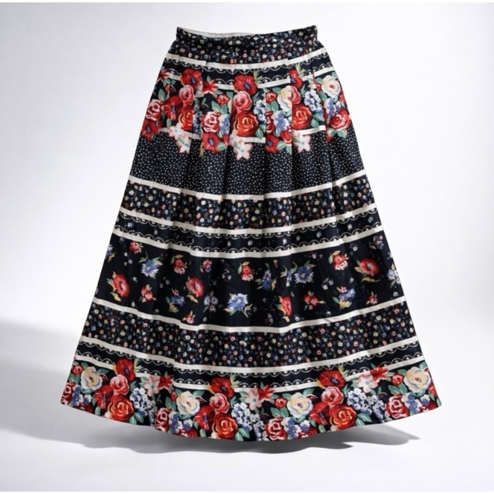 Koret Vintage Floral Polka Dot Midi Skirt Rayon Boho Cottagecore 90s Retro 10